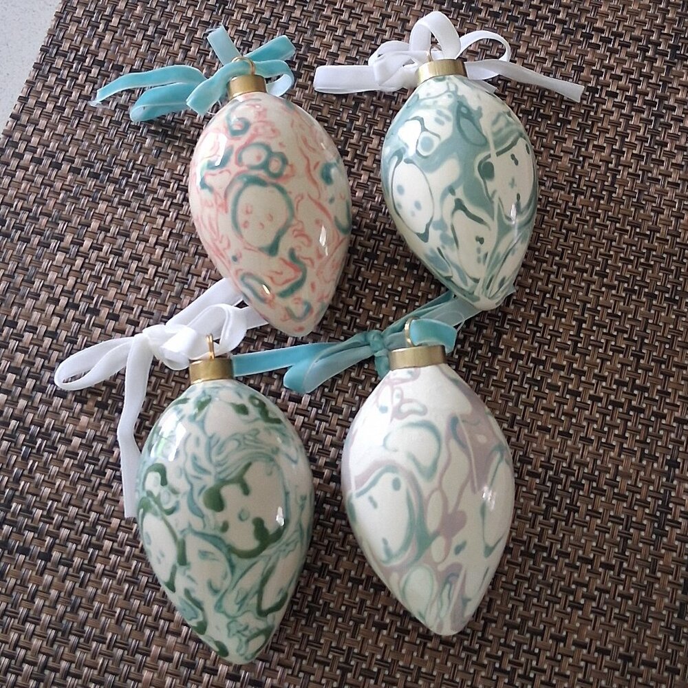 Set of 4 New Glass Holiday Ornaments